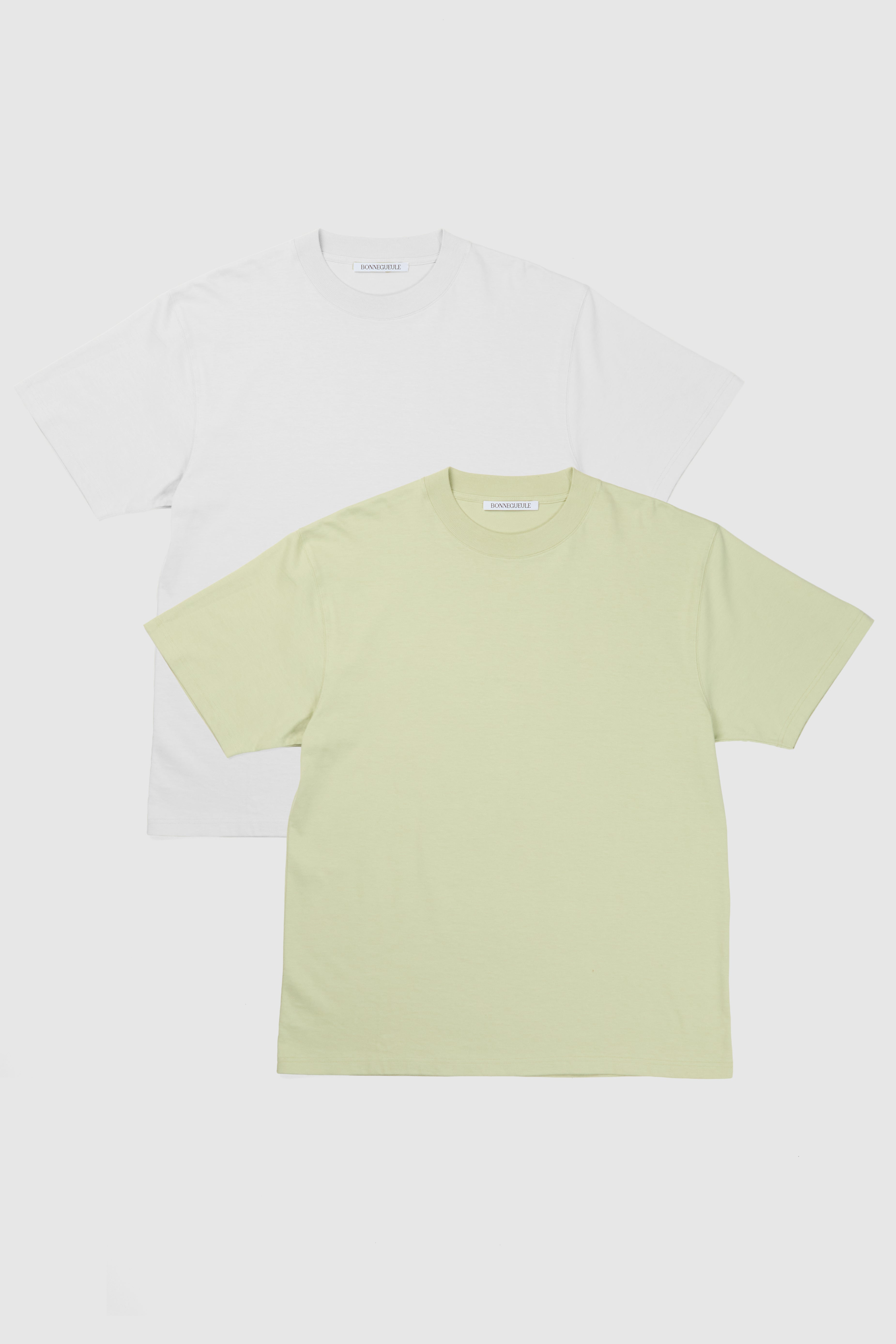 Duo T-shirts Oregon Blanc et vert pastel