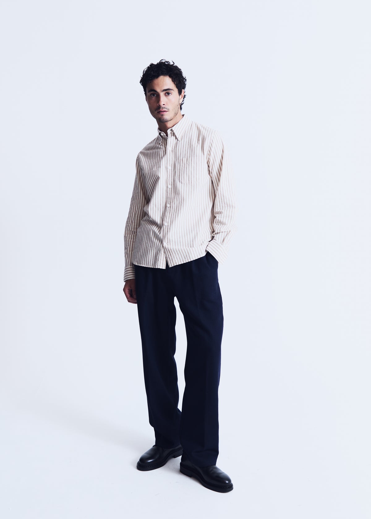 Chemise Calvi beige à rayures