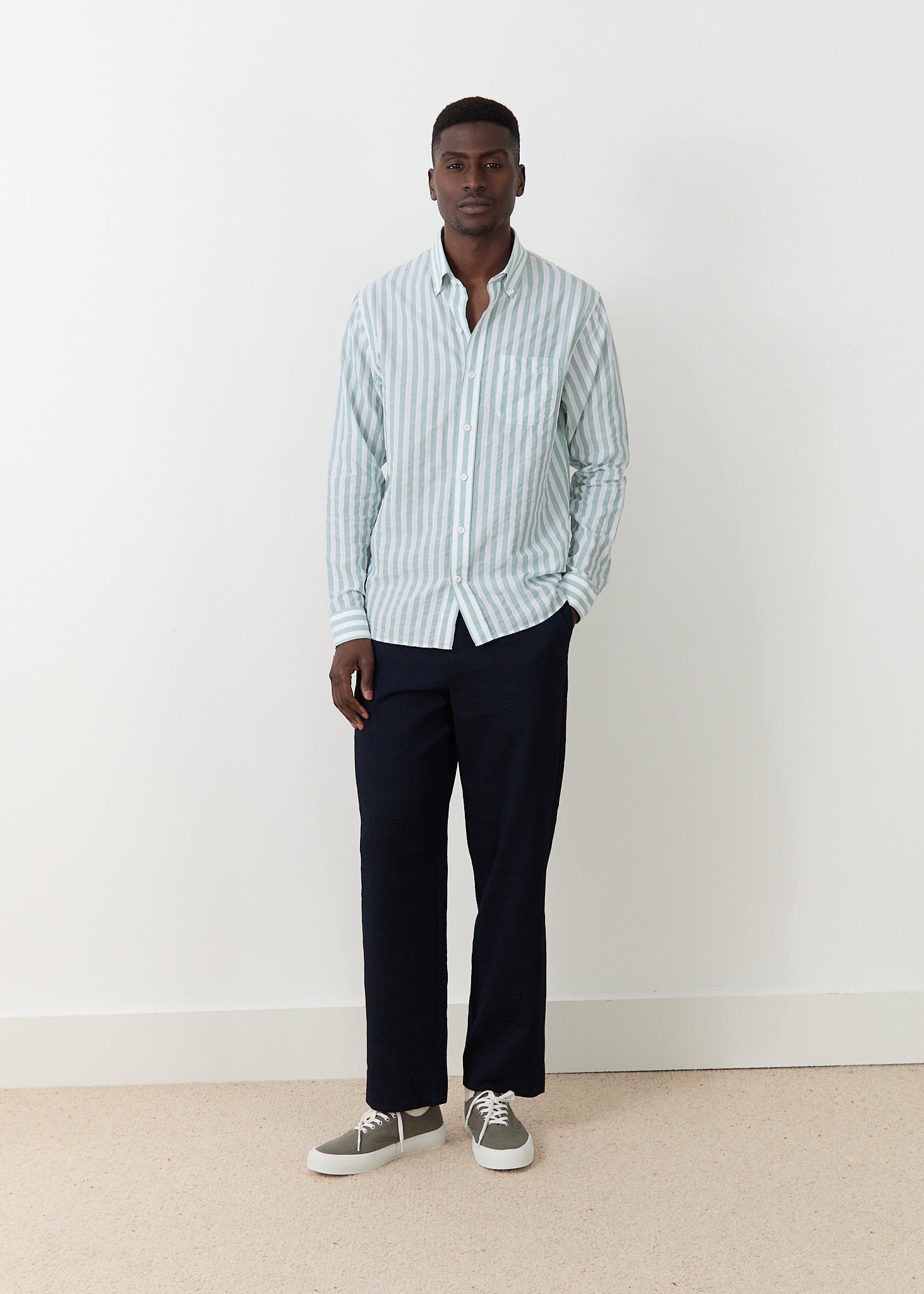CHEMISE CALVI VERT-BLANC