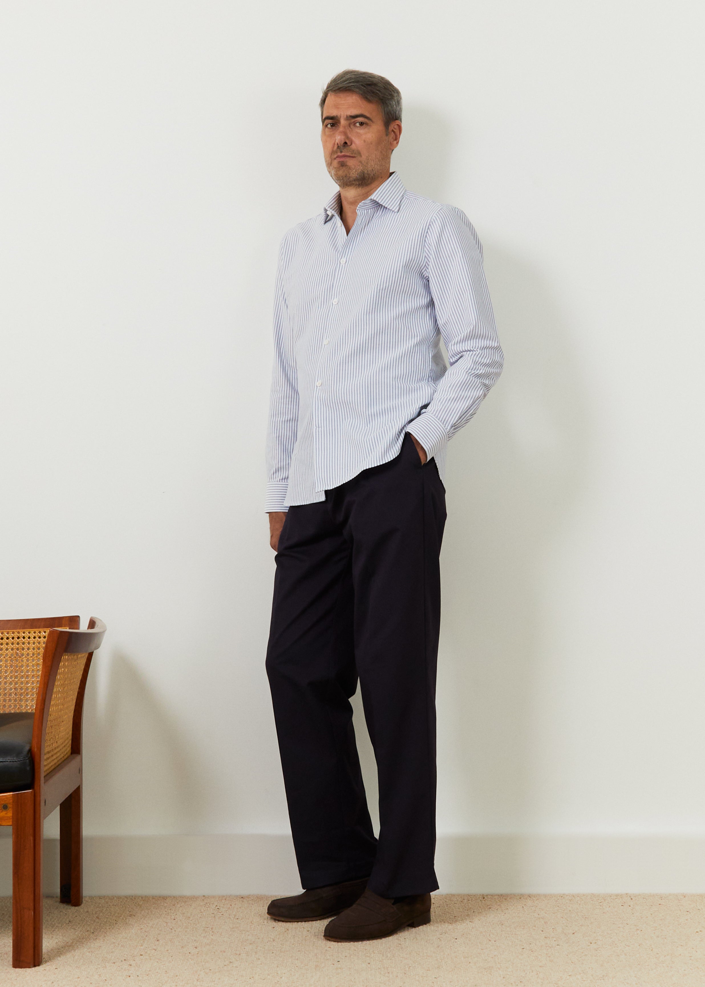 Chemise Volpaia blanc rayures bleues